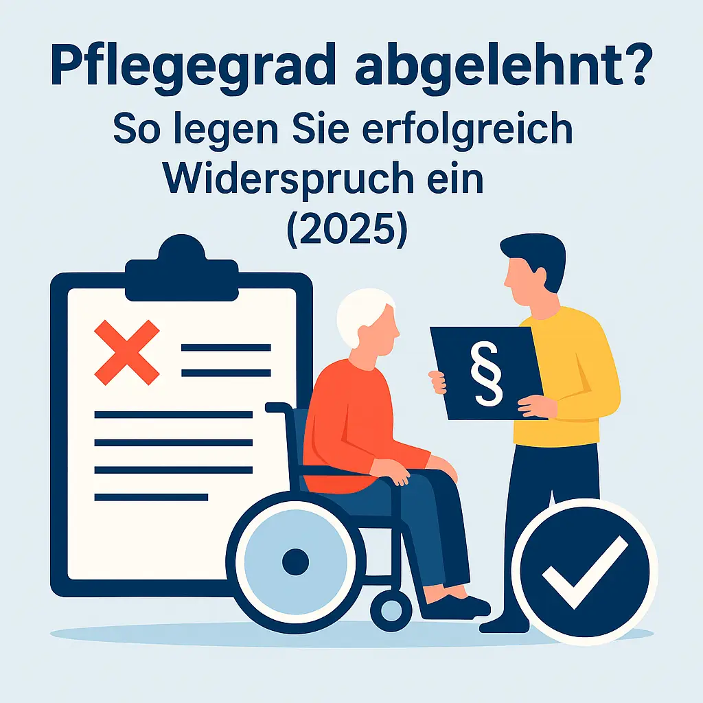 Pflegegrad abgelehnt – Infografik zum Widerspruchsverfahren 2025