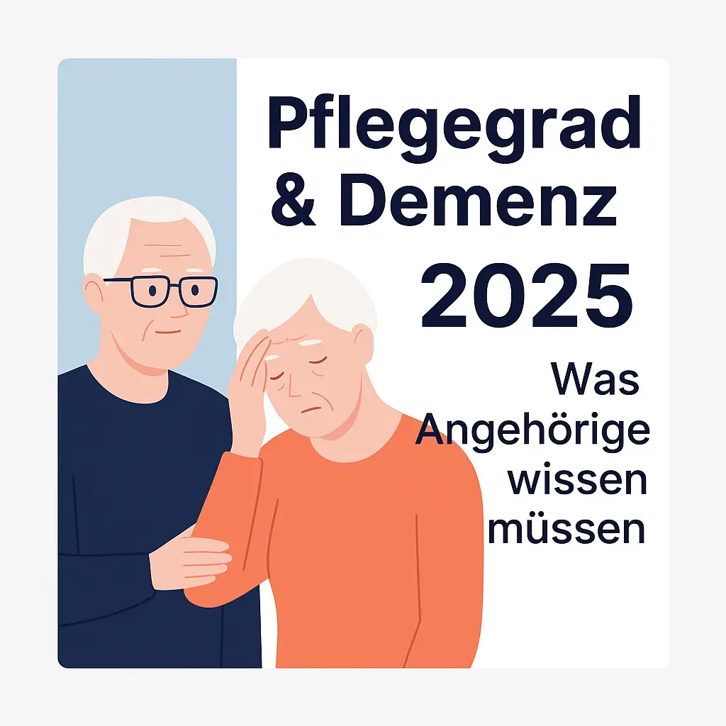 Pflegegrad und Demenz 2025 – Info-Grafik für Angehörige